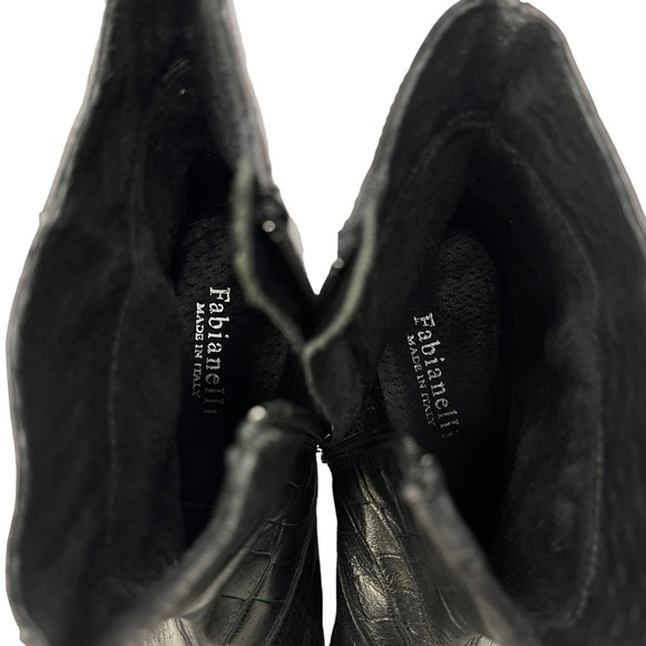 Fabianelli Crocs Black Leather Ankle Boots Zip Womens Size 6 - Picture 7 of 12